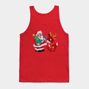 Santa & Rudolph 70s Melted Plastic Popcorn Tank Top